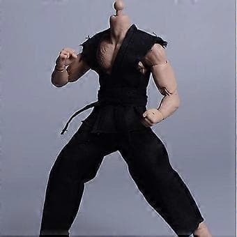 1:12 Skala Actionfigurer Samurai Kimono Sæt Tilbehør Blød Model Kostume (sort)