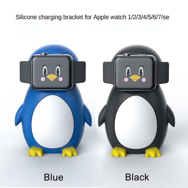 Cartoon Penguin Charger Stand Compatible For Apple Iwatch 8/se2/7/6/se/5/4/3/2/1,silicone Charging Dock Holder Blue