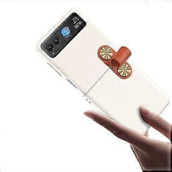 GKK Motorola Razr 40 5G -puhelin kotelo hihnalla ja jalustalla, PU-nahkapäällysteinen kova PC-suojakuori (musta)