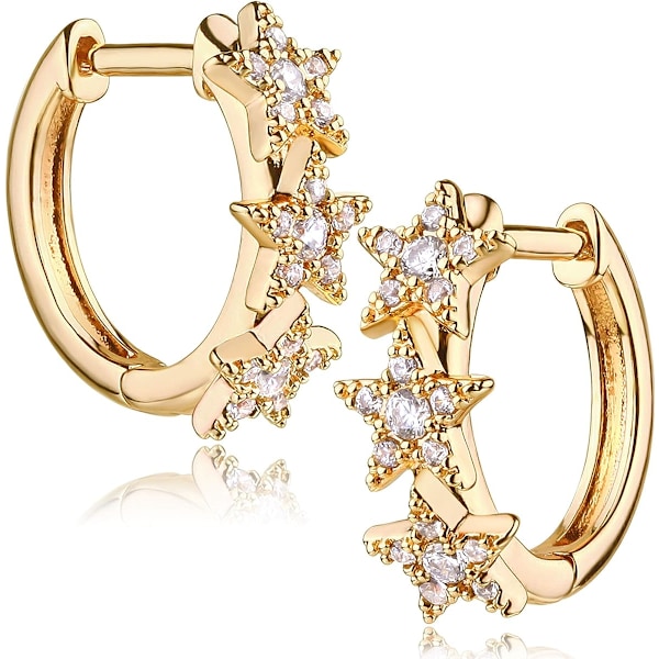 Örhängen   Guldpläterade Kraftiga Tjocka Creol Diamant Kubisk Zirkoni Inläggning Sleeper Tiny Delicate Boho Strand Enkla Hyp