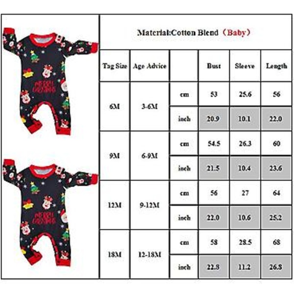 Jouluperheen Matchivat Pyjamat Isä Äiti Tytär Poika Painettu Yöasu Loma Uniapuku Joulu Pjs Setti Pyjamat (3-6 Kuukauden Imeväiset)