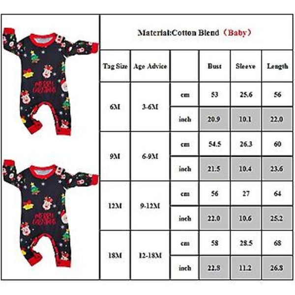 Julefamiliens Matchende Pyjamas Far Mor Datter Søn Trykt Natøj Ferie Soveværelse Jule PJs Sæt Pyjamas (3-6 Måneder Spædbørn)
