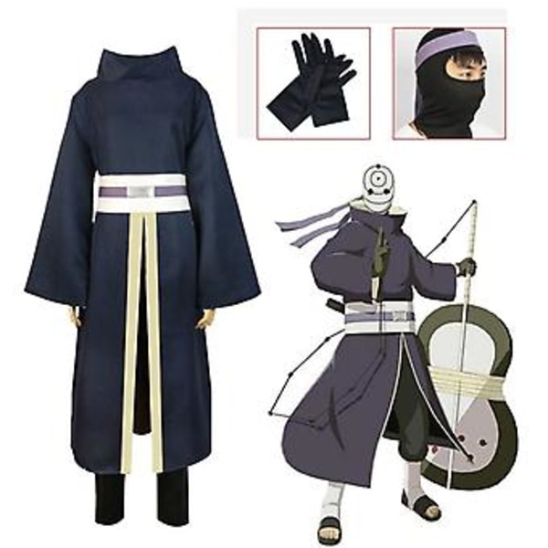 Ninja-kostym Uchiha Obito Akatsuki Mask Handske Set Kläder Halloween Kostym Cosplay Kostym Ny Ankomst Xl Mask-1
