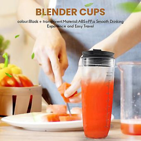 32-ounce kopp med tätat lock, reservdelar och tillbehör för Auto-IQ 1000W och Dual Blender
