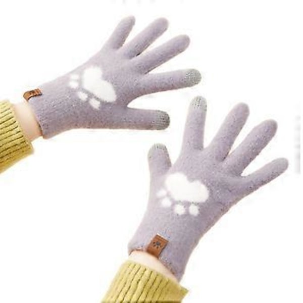 Dame Vinter Varme Touch Screen Handsker Dame Termisk Kabelstrikket Uld Fleece Forede Handsker til Koldt Vejr