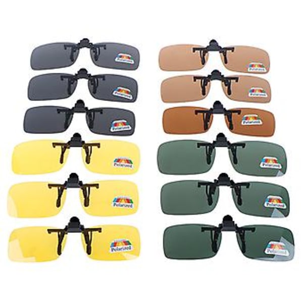 Clip-on Polarized Day Night Vision Flip-up Lens Driving Glasses Sunglasses(M Yellow)