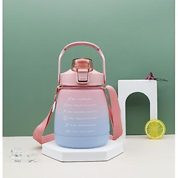 1300ml Vandflaske med sugerør til piger Plastik Sød Vandkop (Pink)