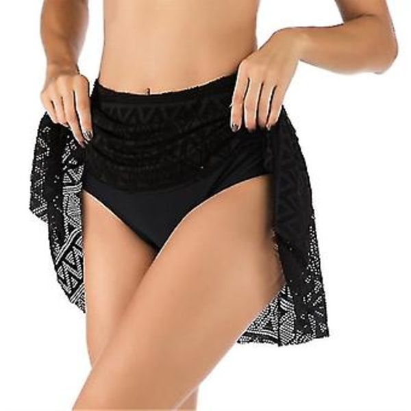 Naisten pitsiset, ontot uimapuvun tankini-alushousut uimalaudashortsit (s-xxl) A (XXL MUSTA)