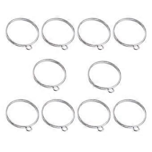 20 stk. Åben Bagside Bezel Vedhæng Alloy Blank Ramme Hule Vedhæng til UV Harpiks Håndværk DIY Smykkefremstilling Sølvfarvet