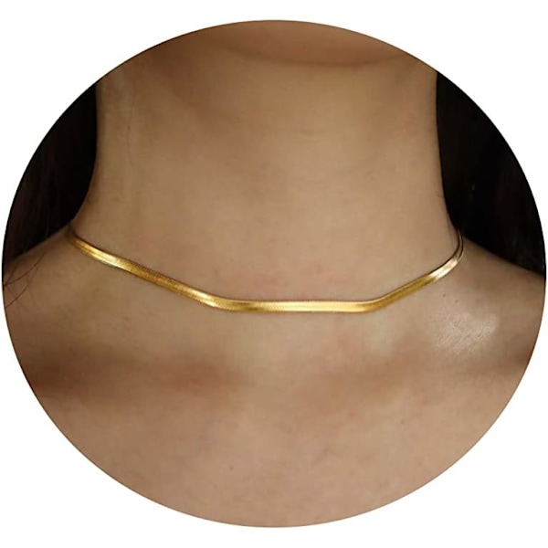 14K kullattua kultaa täytetty kalanruoto choker kaulakoru setti kaksinkertainen kerros käärme ketju kalanruoto ketju kaulakoru kerrostaminen kaulakoru Se