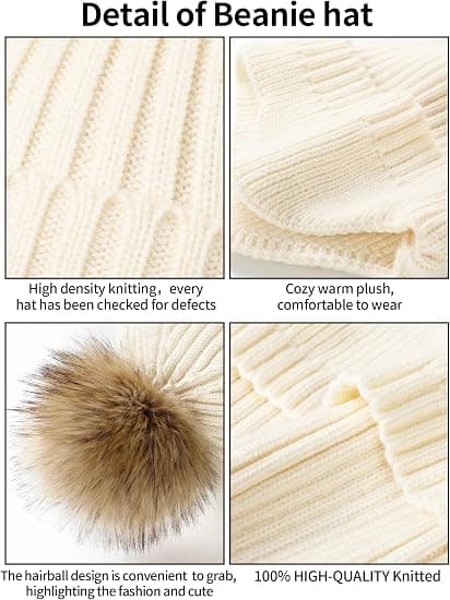 Vinterhatte til kvinder - Beanies til kvinder Vinterhat med kunstig pels Pom War