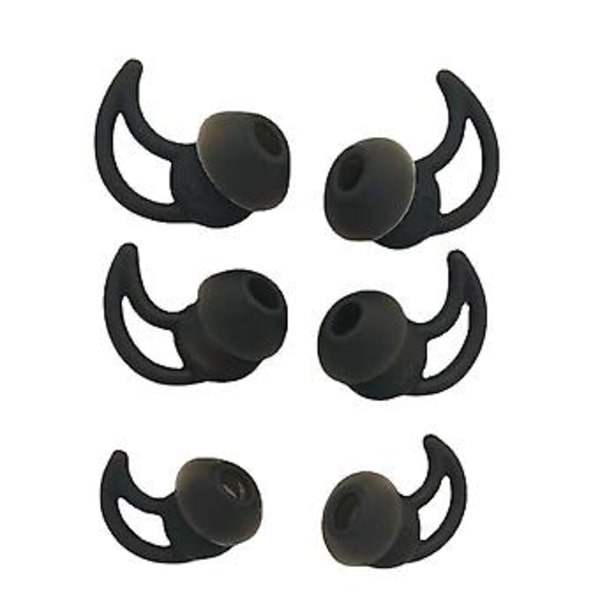 3 Par Silikon In-Ear Hörlurstips Skyddande Öronproppar För Bose Soundsport Qc20 Qc20 (Svart)