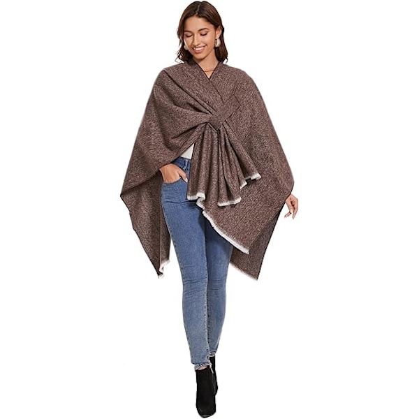 Elegant Sjal med Öppen Framkant för Kvinnor, Mjuk Poncho, Lämplig för Vår, Höst och Vinter