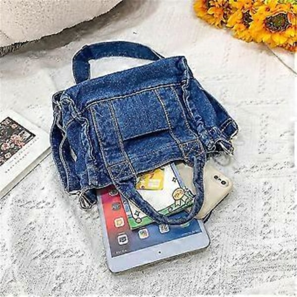Japansk Stil Skuldertaske Sydkorea Sommerversion Denim Taske Kvinder Enkelt 1stk - Mørkeblå