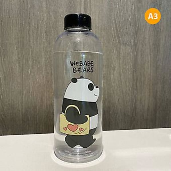 1000ml Søt Panda Bjørnkopp Plast Transparent Frosting Tegneserie Vannflaske (A3(1000ml))