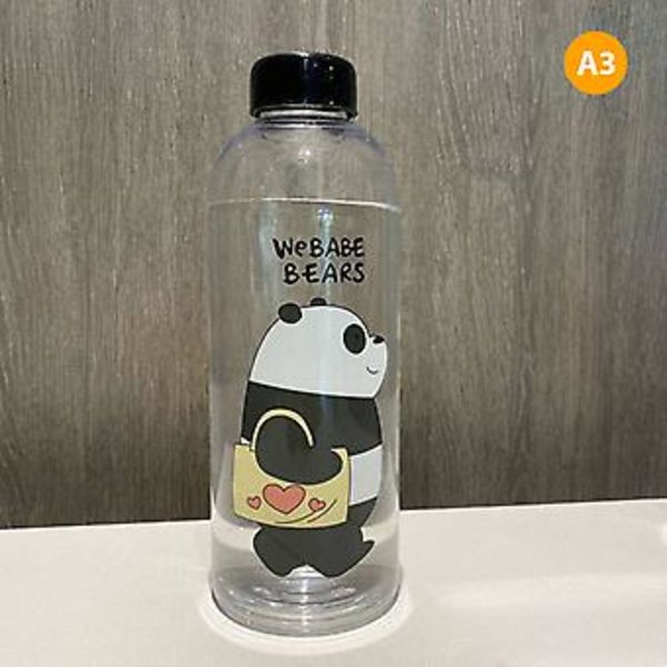 1000ml Söt Panda Björnmugg Plast Transparent Frostad Cartoon Vattenflaska (A3(1000ml))