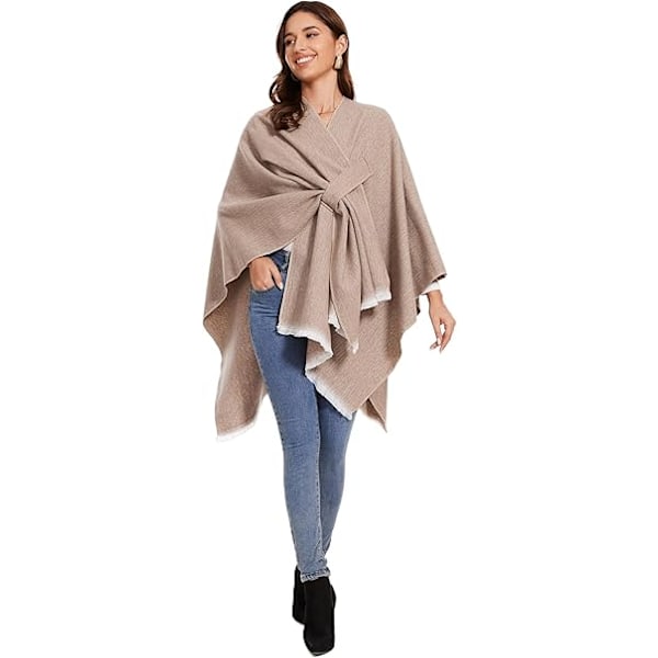 Elegant Sjal med Öppen Framkant för Kvinnor, Mjuk Poncho, Lämplig för Vår, Höst och Vinter