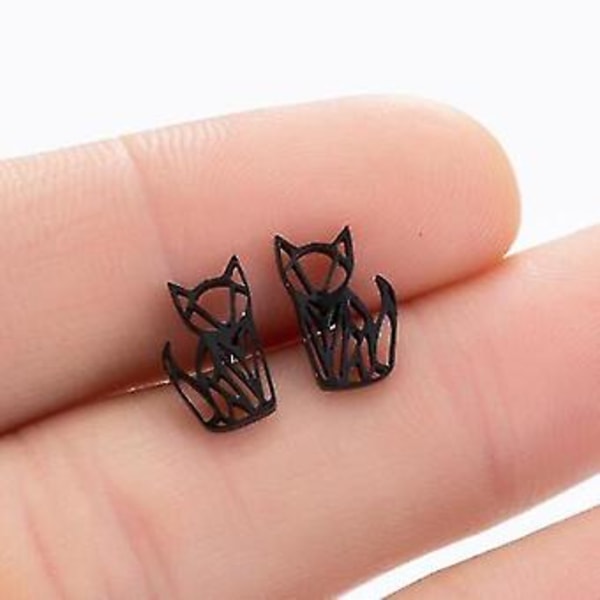 Söta Origami Katt Örhängen (Svarta Örhängen 2)