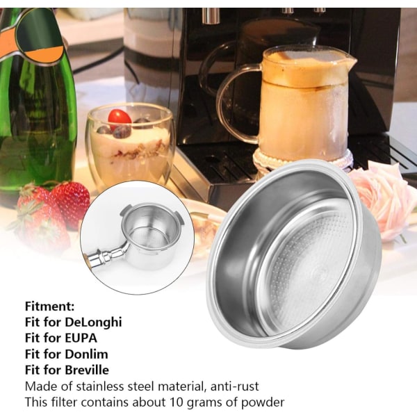 51mm rustfrit kaffefilter i rustfrit stål, enkelt lag