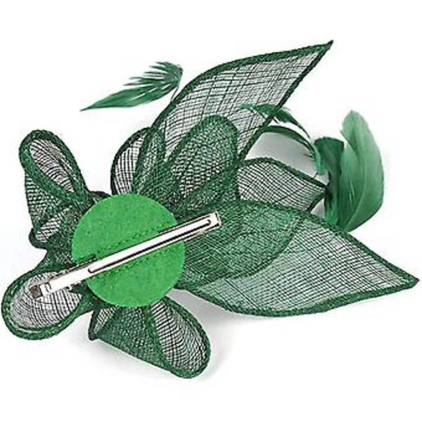 Fascinatorer til Kvinder Bryllups Fascinator Hat Blomst Mesh Fjer Pandebånd Grøn