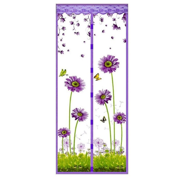 Flower Butterfly Summer Magnetic Window Door Anti Mosquito Bug Mesh Net Curtain_a_ene Purple