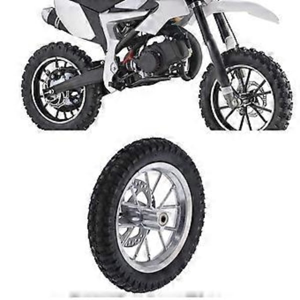 Gummi Framhjul Däck 12.5x2.75in Skivbroms Kedjehjul Bultar för 47cc 49cc 2-takts Mini Dirt Bike Silver