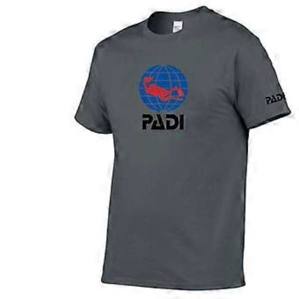 Padi tryckt herr T-shirt i bomull med rund hals och korta ärmar (S mörkgrå, svart)