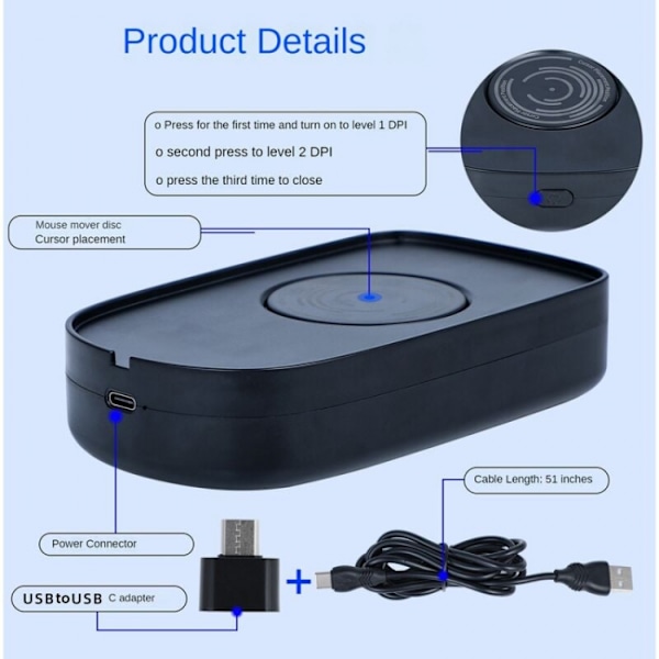 Mus Jiggler USB Mus Mover Mus Rörelse Simulator med På/Av