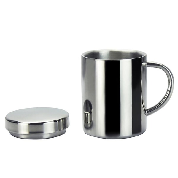 304 rostfritt stål dubbel isolering Kaffe Dryck Mjölk Vatten Muggar Slitstark drickskopp med lock 200ml