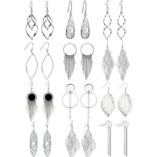 12 par Drop Dangle øredobber hippie etnisk boho mote smykker funky