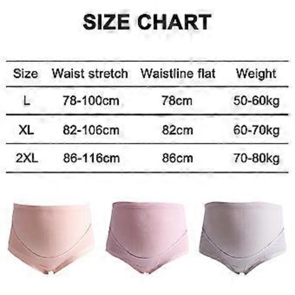 3 stk. Bomulls Graviditetstruser for Kvinner Klassiske Høy Liv Maternity Undertøy Multipakke (XL hudfarge rosa grå)