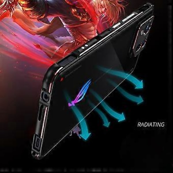 För Asus ROG Phone 8 5G/Phone 8 Pro 5G Stötfångarfodral Telefon Metallram med Kameralinsskydd (Svart+Blå)