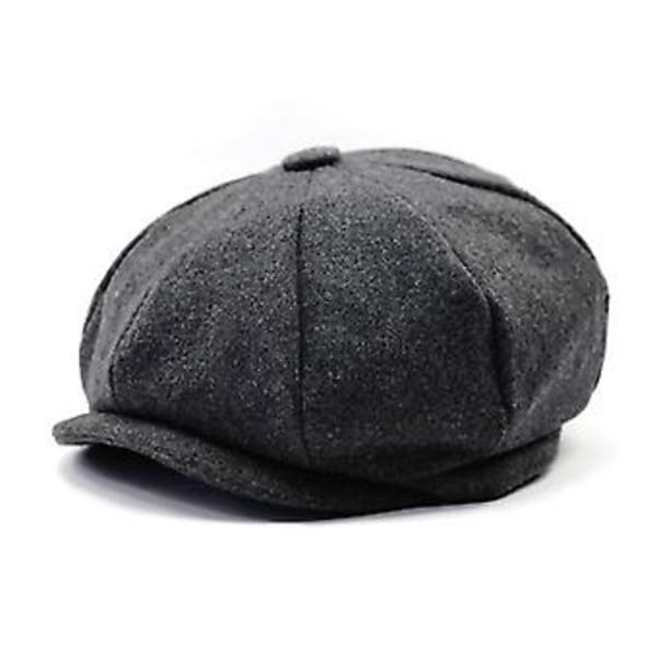 Miesten Herringbone-kuvioinen litteä Newsboy-lippis Tweed Cabbie Blinders Baker Boy Peaky-hattu (Tummanharmaa)