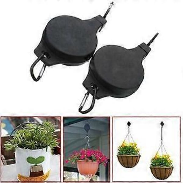 4-pack Växtrulle Infällbar Rulle Växthängare Hängande Blomkorg Krok Hängare för Trädgårdskorgar Krukor och Fågelmatare i Olika Höjder