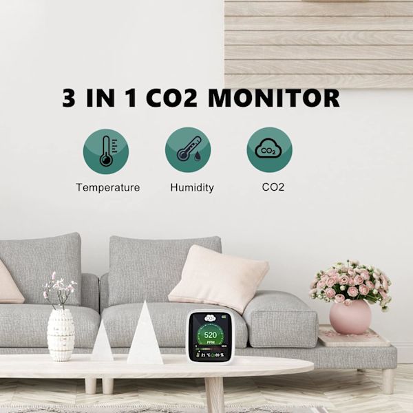 CO2-ilmaisin hälytyksellä, 400-5000PPM NDIR-kotihiilidioksidi