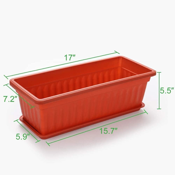 Oransje - Sett med 1 17\" Terrakottafargede Plastpotter for Vind