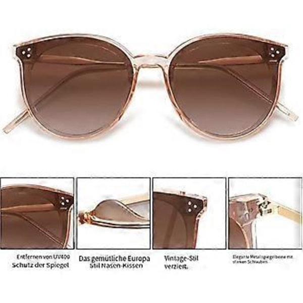 Retro Vintage Solglasögon Dam Högkvalitativa Runda Cateye Glasögon Gro