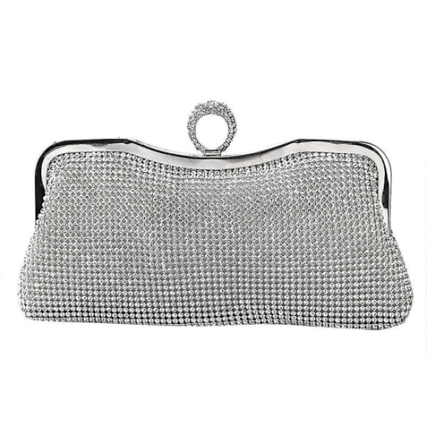 Sølv Kvinde Mode Aften Håndtaske Diamant Rhinestone Fest C