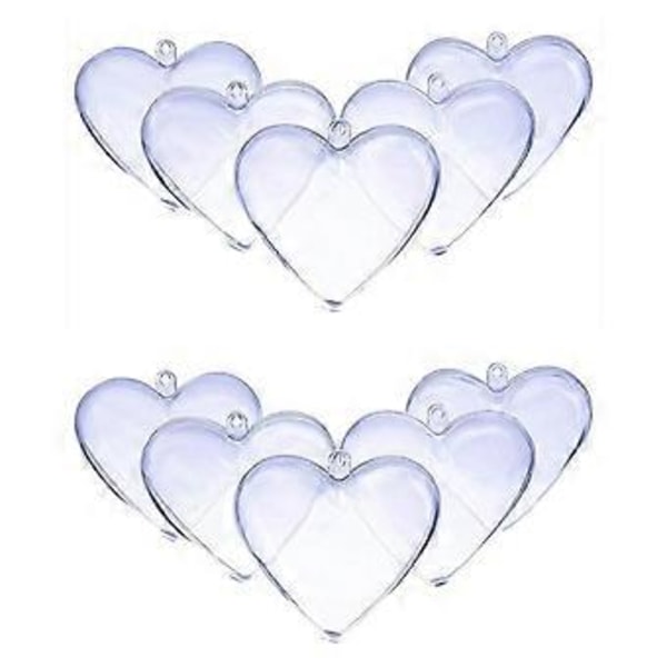 10 st 80 mm Hjärtformade Transparenta Akryl Plastformar Återfyllningsbara Julgransprydnader DIY Badbombsformar