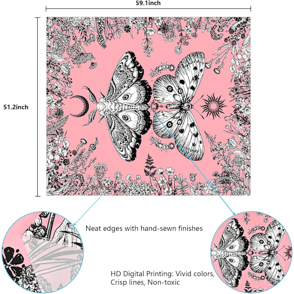 Fjärils gobeläng Boho mal gobeläng blommor växter gobelänger