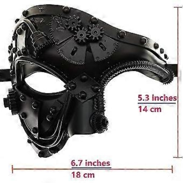 Cyberpunk mask Steampunk Metall Cyborg Venetiansk Mask, Maskeradmask För Halloween Kostym