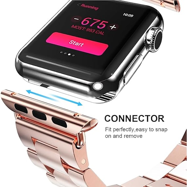 Kompatibel med Apple Watch Band 38mm 41mm, Metall Armband i Rostfritt Stål Ersättningsrem för iWatch Serie 8 7 6 5 4 3 2 1 SE