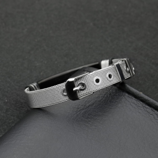 Uppgraderat armband för män 2024, svarta armband för män, snyggt justerbart kors i rostfritt stål mesh kedja armband för män