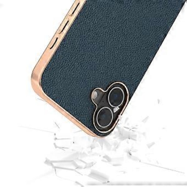 Skal till iPhone 16 Elektropläterat Telefonskal Horizon Series Äkta Läder+TPU Skyddsfodral (Stil A)