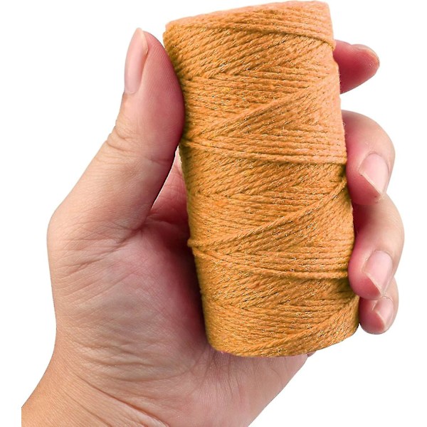 3mm Makrameenaru, Yhteensopiva askarteluun, 100m beige puuvillamakrameenaru, Yhteensopiva seinävaatteisiin, kasvien ripustamiseen, neulontaan.2MMx100M.Oranssi