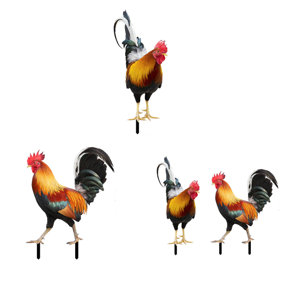 Rooster Yard Decor Outdoor Garden Statue Acrylic Weatherproof Multicolor Lawn 1/2pcs Chicken Sculpture