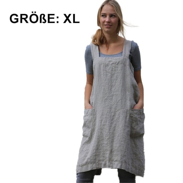 L Matlaging Forkle Pinafore Forkle Hagearbeid Bomull Lin Forlomme
