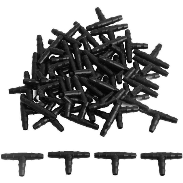 100 stk Tee Rørtilbehør 4/7mm - T-forbindelse PVC-kobling Vannings