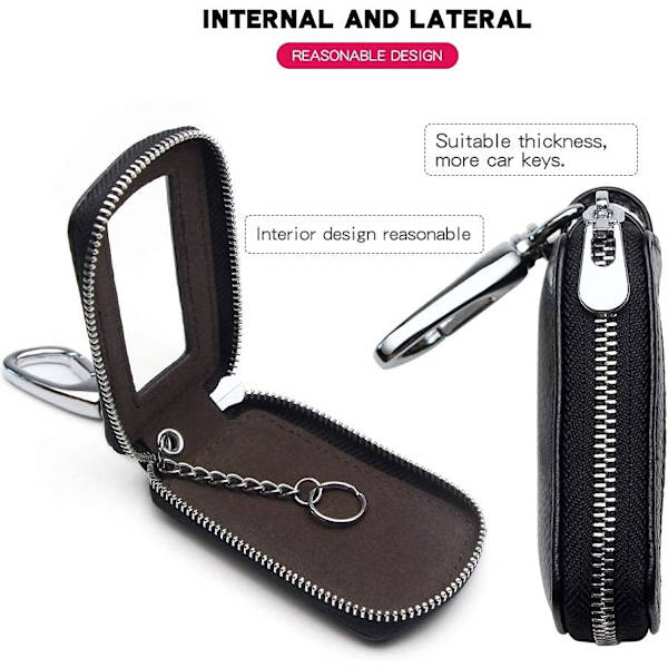 Universal Premium Bilnyckel Fodral Äkta Läder Bil Smart Key Fob Hållare för Fjärrkontroll Nyckel Fob