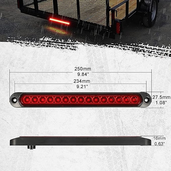 2 stk. Trailer Brems Baglygte Bar 12-24V 15 LED, Vandtæt Baglygter,